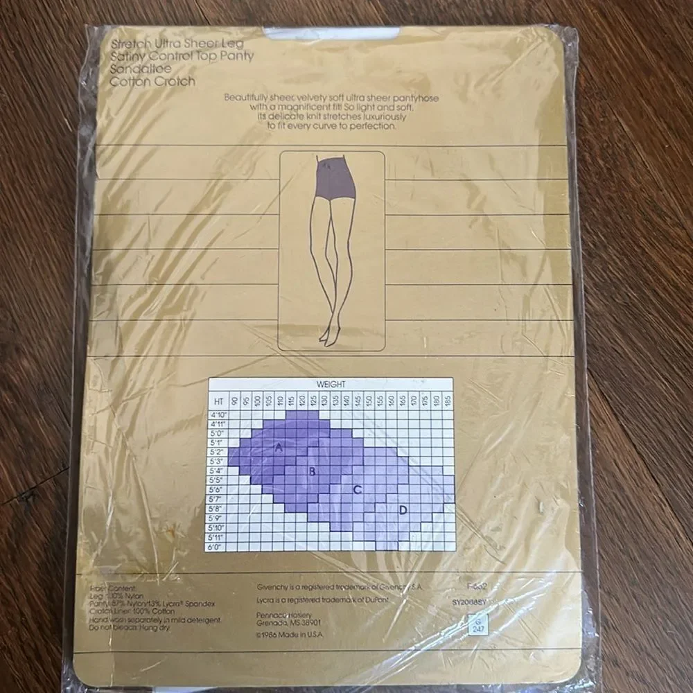 Vtg 1986 new in packaging Givenchy stretch‎ ultra sheer pantyhose control top
